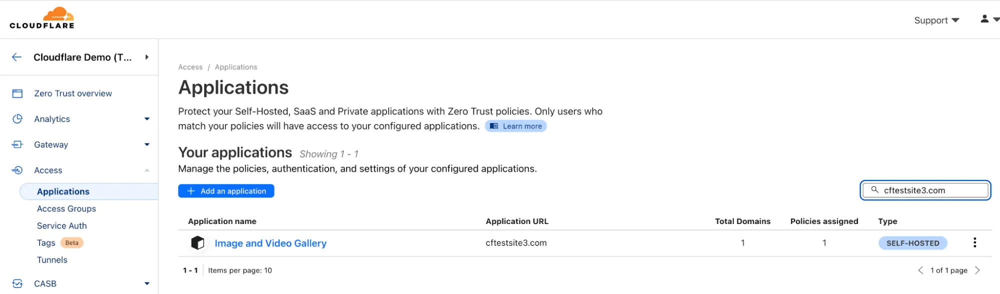 Figure 20: Cloudflare Access Policy Configuration. Cloudflare Access allows for creating application policies to secure application access.